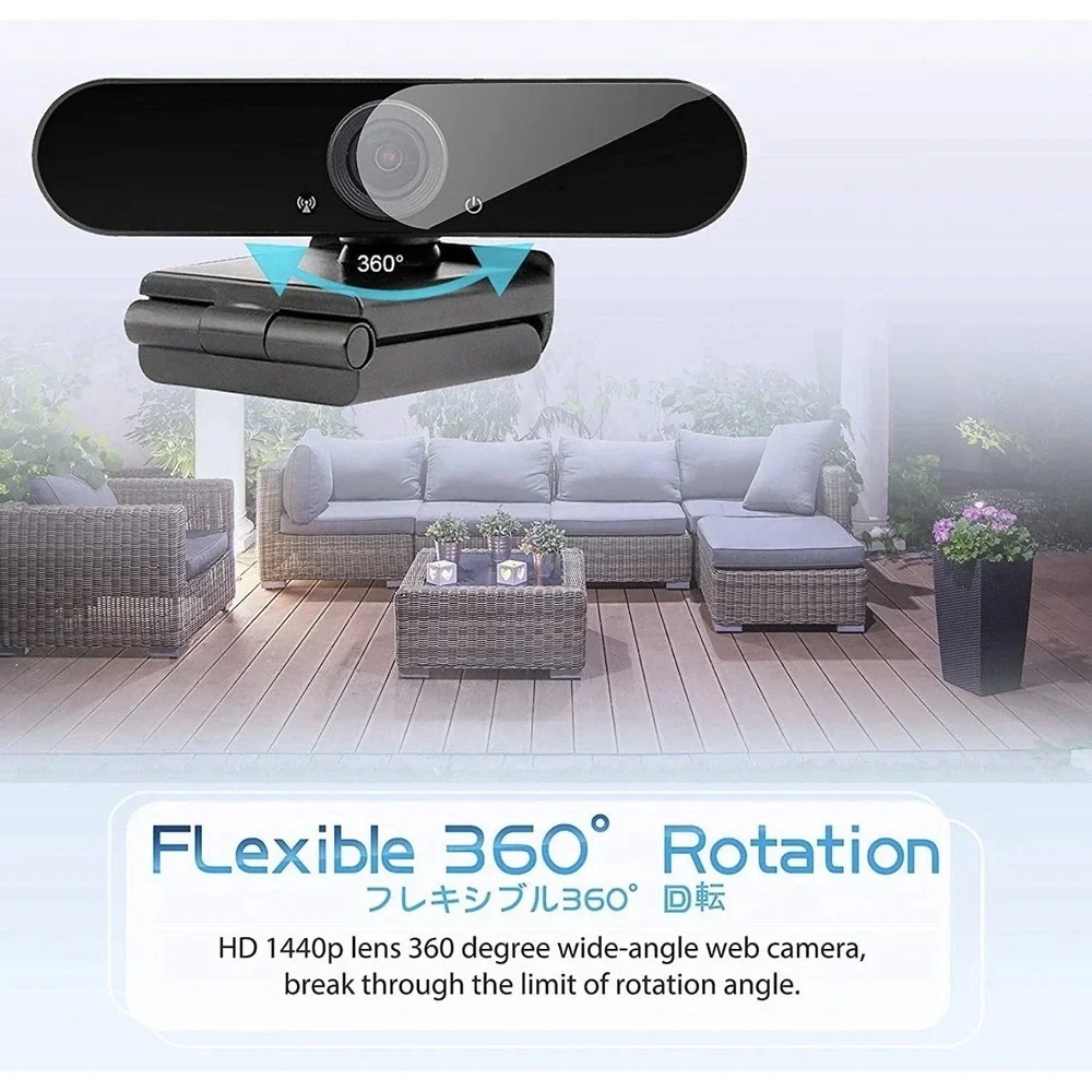 Lexvss Webcam with Microphone, Portable 2K 1440P‎ HD Wide Angle Steaming Web Cam